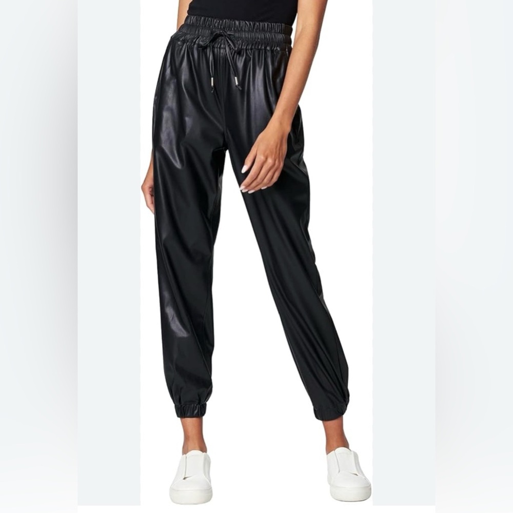 RB26 BlanketNYC Black, vegan Leather Drawstring Joggers Size 28